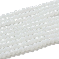 不透明ガラスビーズスタンド  ファセット（32ファセット）  ラウンド  ホワイト  4mm  穴：0.7mm  約87~93個/連  32~33cm&nbsp;EGLA-A035-P4mm-D01