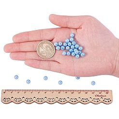 パール調ガラスパールラウンドビーズ  染め  ライトスカイブルー  6mm  穴：1.2~1.5mm  約400個/箱&nbsp;HY-PH0001-6mm-006
