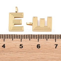 304ステンレススチールチャーム  文字チャーム  ゴールドカラー  文字e  15x9.1x2mm  穴：2.5x1mm&nbsp;STAS-L022-589E