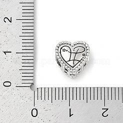 925スターリングシルバーヨーロピアンビーズ  ハート  双子座  9.5x9.5~10x7mm  穴：4.5mm&nbsp;STER-R005-02AS-03