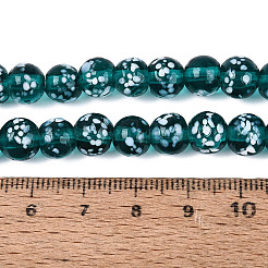 手作りランプワークビーズ連売り  斑点のある丸い  ティール  7.5~9mm  穴：0.8~1.4mm  約45~46個/連  12.60~13.58インチ（32~34.5cm）&nbsp;LAMP-N037-07F