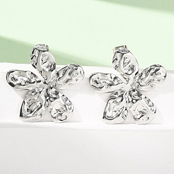 バレンタインデー 304ステンレススチールスタッドピアス  花  ステンレス鋼色  29x28mm&nbsp;EJEW-C184-01A-P