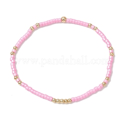 女性用ガラスシードビーズストレッチブレスレットセット2個  ピンク  内径：2.13インチ（5.4cm）&nbsp;BJEW-MZ00296-01