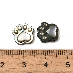 天然ブラックリップシェル猫の足跡ビーズ  10x10x3mm  穴：0.5mm&nbsp;SHEL-M021-04