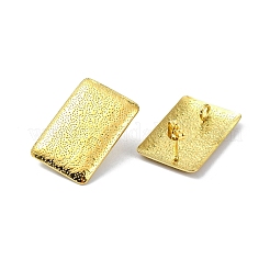304ステンレススチール製スタッドピアス金具イオンプレーティング（IP）  カン付き  長方形  25x17mm  穴：2.5mm  ピン：10.5x0.5mm。&nbsp;STAS-L024-002G-03