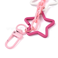 アクリルスターチャームアイアンチェーンバッグ装飾チェーン  合金キーホルダークラスプ付き  ピンク  320mm&nbsp;HJEW-OC00302