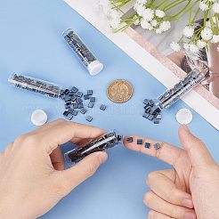 340 穴ガラスシードビーズ 2 個  不透明な色は光沢の  長方形  プルシアンブルー  5x4.5~5.5x2~2.5mm  穴：0.5~0.8mm&nbsp;SEED-NB0001-46