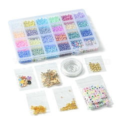 DIY ガラス シードビーズ ブレスレット 作成キット  ミックスカラー  4mm  穴：1.5mm&nbsp;DIY-FS0007-18