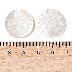 天然ホワイトシェル彫刻カボション  フラットラウンド  貝殻色  20x2.5mm&nbsp;SSHEL-C012-22B