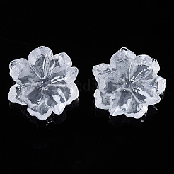 樹脂カボション  模造パールスタイル  花  透明  23~25x23~25x6.5~8mm&nbsp;LS-RESI-S364-46C