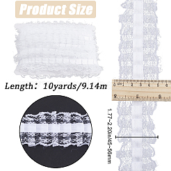 10ヤードのポリエステルプリーツフラワーレーストリム  服飾材料  ホワイト  1-3/4インチ（46mm）  約10ヤード（9.14m）/セット&nbsp;OCOR-GF0003-88A