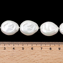 電気メッキ不透明ガラス模造真珠ビーズ連売り  オーバル  ホワイト  20.5x16x7.5mm  穴：1mm  約20個/連  15.75''（40センチメートル）&nbsp;EGLA-H113-02