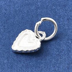 925スターリングシルバーチャーム  丸カンとスタンプ925個付き  銀色のメッキ  ハート  9x7x1mm  穴：4mm&nbsp;STER-A048-05C-S