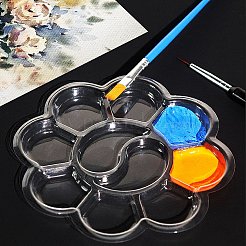 プラスチック水彩オイルパレット  ペイント＆描画用品  花  透明  132x8.5mm  内径：31x28.5mm＆47.5x25.5mm&nbsp;LS-AJEW-WH20072-93B