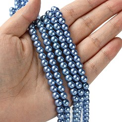 環境に優しい染色ガラスパールラウンドビーズ連売り  コットンコードねじ切り  モーブ  6mm  穴：1.2~1.5mm  約72個/連  15インチ&nbsp;X-HY-A008-6mm-RB015