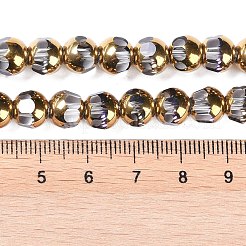 電気メッキガラスビーズセット  フルメッキ  多面カット  ラウンド  ゲインボロ  7x8mm  穴：1.5mm  約42個/連  12.20''（31センチメートル）&nbsp;X-EGLA-Q128-04A-FP07