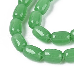 ジェイド風ガラスビーズ連売り  バレル  ライムグリーン  9x6mm  穴：0.7~1mm  約42~44個/連  14.57~15.75''（37~40センチメートル）&nbsp;GLAA-T028-14J-A03