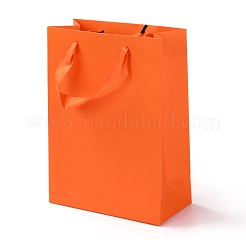 長方形の紙袋  ハンドル付き  ギフトバッグやショッピングバッグ用  レッドオレンジ  22x16x0.6cm&nbsp;CARB-F007-03C