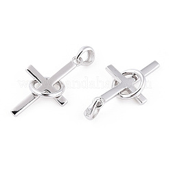 ロジウムメッキ 925 スターリングシルバー ペンダント  リングクロス 925 個  プラチナメッキ  26x15x1.5mm  穴：3.5x5mm  サークル：10x10x1.5mm&nbsp;STER-T007-40P