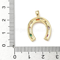 真鍮製マイクロパヴェキュービックジルコニアペンダント  馬蹄  18KGP本金メッキ  23x17.5x2mm  穴：2x4mm&nbsp;KK-I371-20G