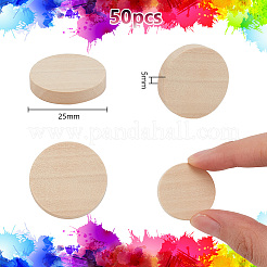 50 個未染色木製カボション  フラットラウンド  古いレース  25x5mm&nbsp;WOOD-WH0125-09C