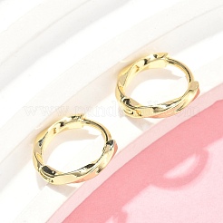 ツイスト真鍮フープピアス  ラックめっき  鉛フリー＆カドミウムフリー  長持ちメッキ  18KGP本金メッキ  13x14x2mm&nbsp;EJEW-Z102-13G