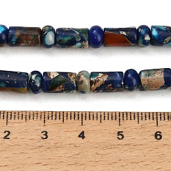 染色合成インペリアルジャスパービーズ連売り  列と紋章  ダークブルー  6~9x4~6mm  穴：0.7mm  約60個/連  15.55''（39.5センチメートル）&nbsp;GG-CBAA20A-02C