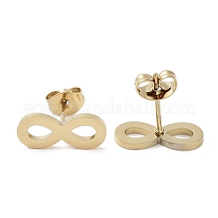 PVD真空メッキ304ステンレススチールスタッドピアス（女性用）  無限大  ゴールドカラー  5.5x13.5mm&nbsp;EJEW-A048-35G