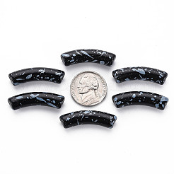 不透明なスプレー塗装アクリルビーズ  ツートン  カーブチューブ  ブラック  32x10x8mm  穴：1.8mm  約22個/34g&nbsp;LS-MACR-S372-002F-B01