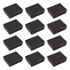 菱形の質感のある厚紙ギフト収納ボックス  長方形  ブラック  9x7x3.2cm&nbsp;CON-TAC0010-03A-06