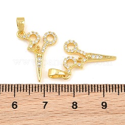 真鍮マイクロパヴェクリアキュービックジルコニアペンダント  はさみチャーム  18KGP本金メッキ  19x14x2mm  穴：5x3mm&nbsp;CU-CBA9AB3-19G