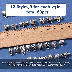 60 個 12 スタイル合金チューブベイル  ループベイル  チューブ  アンティークシルバー  9~11.5x6~8x4.5~8mm  穴：1.4~2.5mm  5個/スタイル&nbsp;FIND-YW0005-90