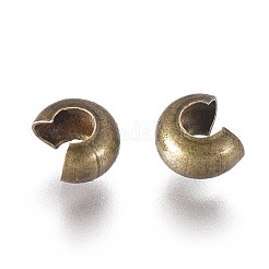 アイアン製つぶし玉カバーカシメ玉カバー  アンティークブロンズ  4x3.5x2.5mm  穴：1mm  約100個/袋&nbsp;KK-CJC0001-06A-AB