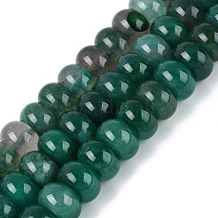 天然石瑪瑙ビーズ連売り  滑らかなロンデル  染め  ミディアムアクアマリン  12x7.5mm  穴：0.5~1.2mm  約48~56個/連  14.17~16.73インチ（36~42.5cm）&nbsp;G-Q613-02B-07