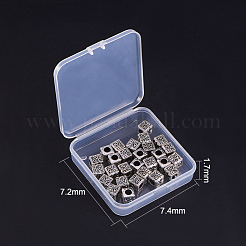 合金ヨーロピアンビーズ  大穴ビーズ  ワード愛とキューブ  アンティークシルバー  8.5x8.5x8.5mm  穴：5mm  30個/箱&nbsp;MPDL-NB0001-04AS