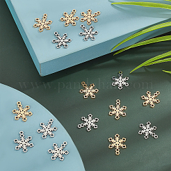 16個2色201ステンレスペンダント  スノーフレーク  ゴールデン·ステンレス鋼色  17x13x1mm  穴：1.4mm  8個/カラー&nbsp;STAS-DC0007-66