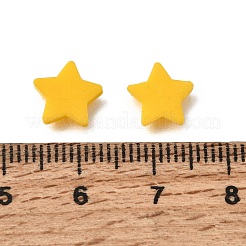 光る手作りポリマークレイカボション  スター  暗闇で光る  きいろ  7.5~8x8~8.5x0.8~1.5mm  約7875個/500g&nbsp;PY-CBA5A20-14C