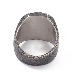 スカル 304 ステンレススチール 指輪  男性用ワイドバンドリング  アンティークシルバー  内径：18.8mm&nbsp;RJEW-F137-02AS