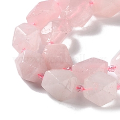 天然石ローズクォーツビーズ連売り  シードビーズで  多面カット  菱形  17~21x13~16x12~15mm  穴：1.2~1.4mm  約18~19個/連  15.35~15.79インチ（39~40.1cm）&nbsp;G-C182-30-02