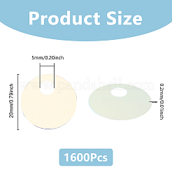 ペットプラスチック1600個  フラットラウンド  ホワイト  20x0.2mm  穴：5mm&nbsp;KY-DC0001-28C