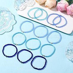 ナザールボンジュウ樹脂とガラスビーズストレッチブレスレットセット13個  女性用重ね付けブレスレット  ミックスカラー  内径：2-3/8インチ（5.95cm）&nbsp;BJEW-JB12367