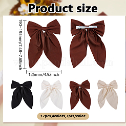 ポリエステルと鉄のワニ口ヘアクリップ12色4個  蝶結び  ミックスカラー  190~195x125x17.5mm  3個/カラー&nbsp;PHAR-ME0001-01