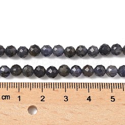 天然のアイオライトビーズ連売り  多面カット  ラウンド  5mm  穴：0.7mm  約78個/連  15.35''（39センチメートル）&nbsp;G-J400-E05-02B