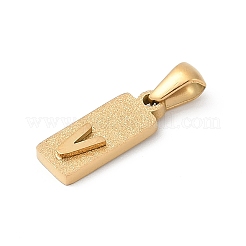 304ステンレスペンダント  ゴールドカラー  文字チャーム付きの長方形  V字  17.5x6.5x3mm  穴：3x6mm&nbsp;LS-STAS-Z120-03V-G