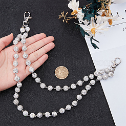 ポリマー粘土ラインストーンラウンドビーズズボンチェーン1個  合金の留め金付き  プラチナ  388mm&nbsp;AJEW-CY0002-45