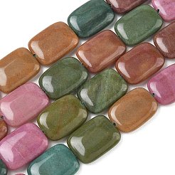 天然石マレーシアジェイドビーズ連売り  染め  長方形  ミックスカラー  18x13x5mm  穴：1mm  約10~11個/連  7.28''~7.87''（18.5~20センチメートル）&nbsp;G-K392-B20-13X18MM