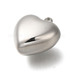 変色防止304ステンレススチールペンダント  ハートチャーム  ステンレス鋼色  16x15x8mm  穴：1.6mm&nbsp;STAS-H225-02A-P
