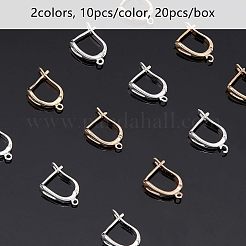 ラッチバック開閉式真鍮フープピアスパーツ  ゴールドカラー  17x13mm  ピン：1.5mm  20個/箱&nbsp;KK-FH0001-14