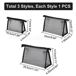 3個 3スタイル PVC 透明 防水 メイクアップ ストレージ  携帯用トラベルウォッシュバッグ  グレー  6.05~9.25x19.5~29.5x11~14.5cm  1個/スタイル&nbsp;MRMJ-WR0001-01B