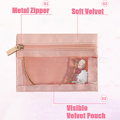 4セット2色のポリエステル製メイクアップ収納ジッパーバッグ  女性用の見える窓付きクラッチバッグ  長方形  ミックスカラー  8x12x0.2cm  6個/セット  2セット/色&nbsp;AJEW-CN0003-05